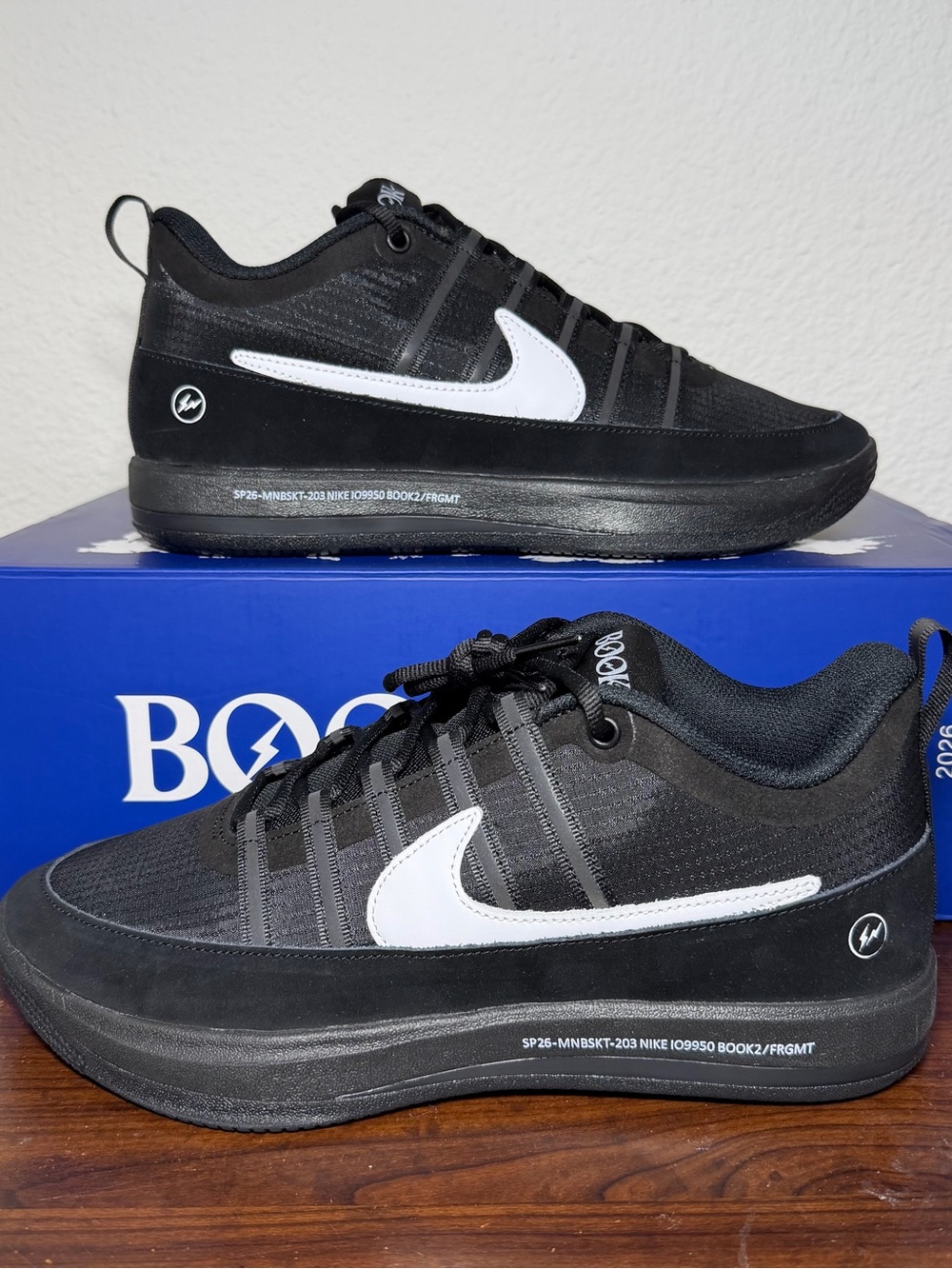 NEW Nike men’s book 2 LE X Fragment Design black blue shoes size 9.5